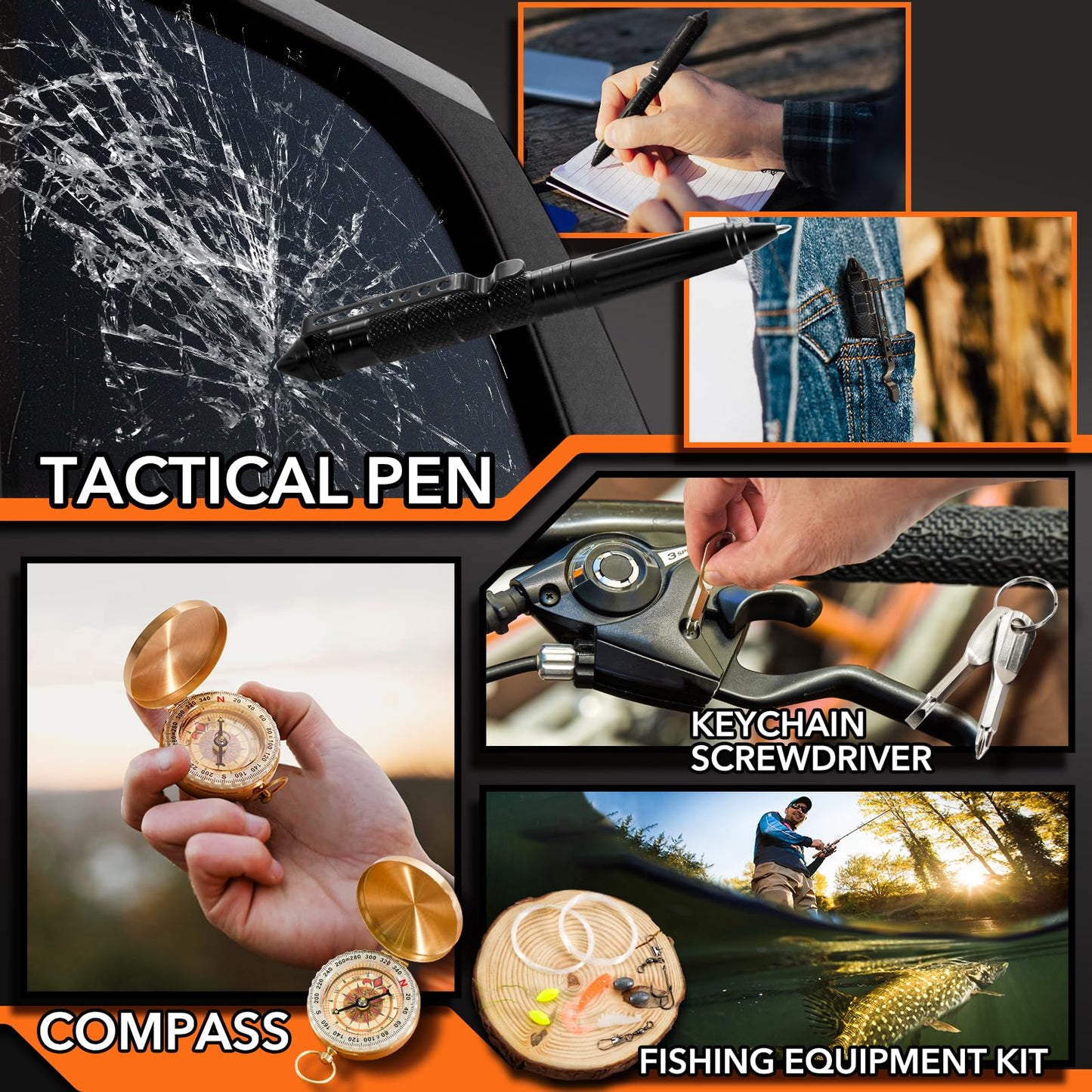 Dusor 21 in 1 Survival Kit Gifts for Men, Hunting Fishing Gifts for Dad Boyfriend, Survival Gear and Supplies, Fishing Gear and Equipment, Husband Camping Essentials, Gifts for Men Who Have Everything