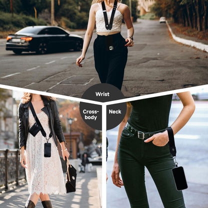 2 Pack Clip and Go Strap for Phone with Wallet Crossbody - Phone Strap Crossbody with Zippered Pouch, Multifuctional Adjustable Cell Phone Lanyard for Going out