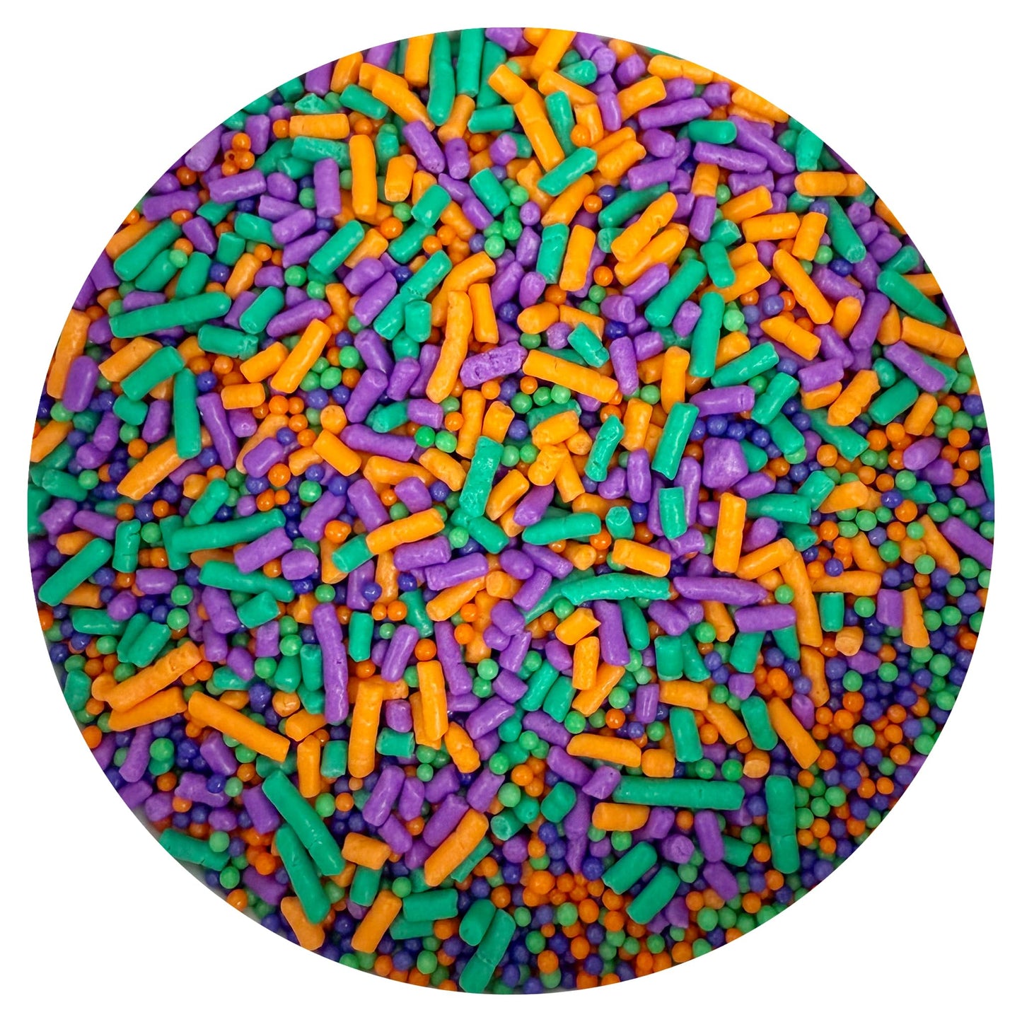 Green, Purple & Orange Sprinkles Jimmies 4 oz, Halloween Sprinkles For Baking, Ice Cream & More, The Hampton Candy Company