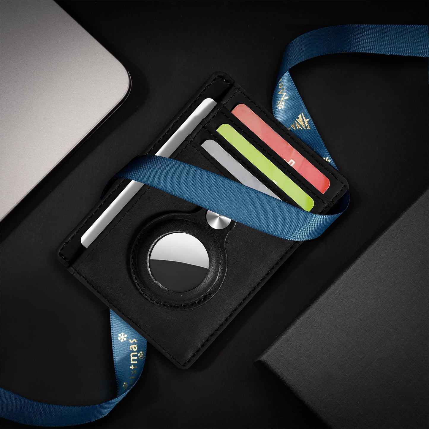 Hawanik Slim Minimalist Front Pocket Air Tag Wallet, RFID Blocking Card Holder Wallet with Airtag Holder