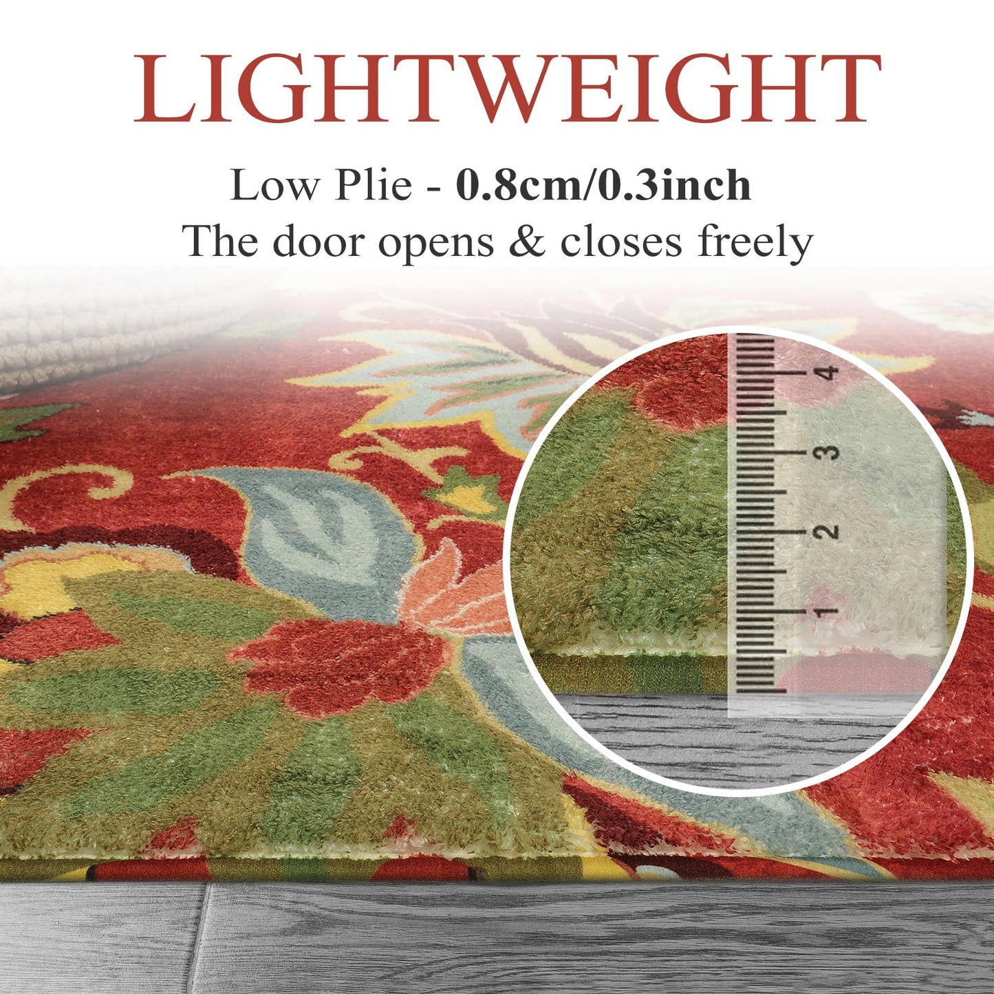 Lahome Red Kitchen Rugs - 2'x3' Small Entryway Rug Washable Kitchen Mat, Non Slip Area Rug Throw Modern Floral Rugs Door Mat for Bathroom Bedroom