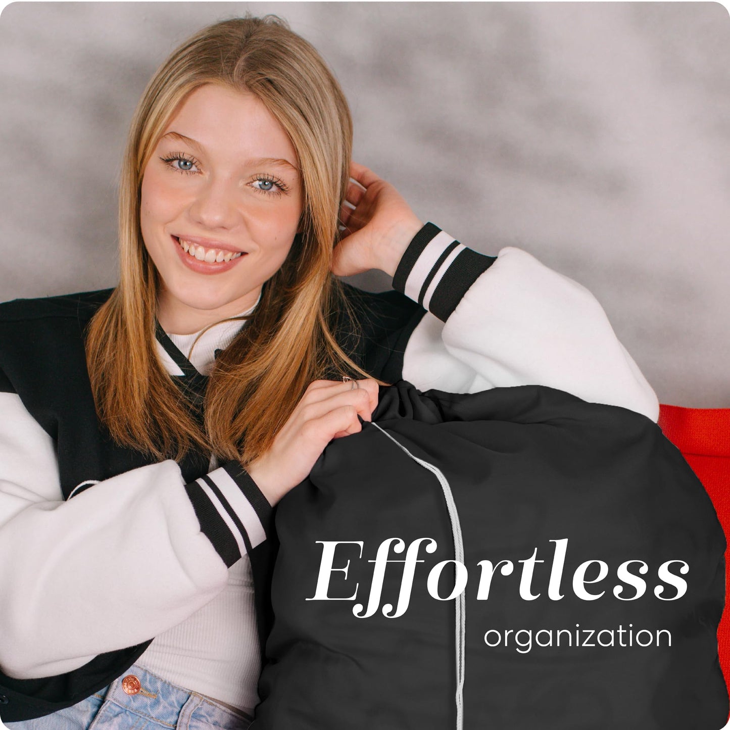 Handy Laundry Nylon XL - Large Capacity with Locking Drawstring, Machine Washable, Fits Laundry Baskets or Hampers, Holds 3 Loads of Clothes - Black (Pack of 2)