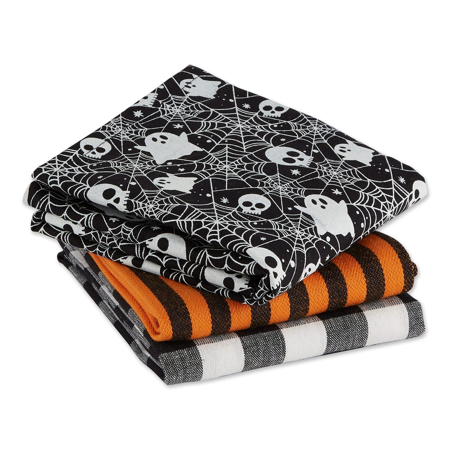 DII Halloween Hand Towels for The Kitchen Decorative Spooky & Fun Cotton Printed Dishtowel Set, 18x28, Haunted Objects, 2 Count