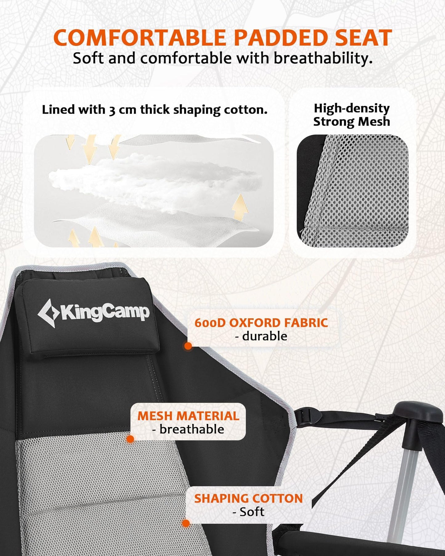 KingCamp Hammock Camping Chair, Swinging Portable Folding Camp Chairs for Adults 400lbs Heavy Duty Foldable Oversized Rocker with Aluminum Alloy Frame Cup Holder Pillow for Outdoor Beach Patio Sport