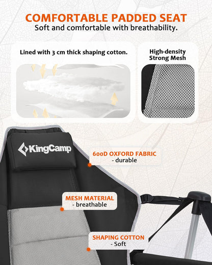 KingCamp Hammock Camping Chair, Swinging Portable Folding Camp Chairs for Adults 400lbs Heavy Duty Foldable Oversized Rocker with Aluminum Alloy Frame Cup Holder Pillow for Outdoor Beach Patio Sport