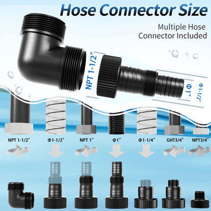 FOTING Sump Pump 1HP Clean/Dirty Submersible Water Pump, 4600GPH Utility Pump Thermoplastic Electric Portable Transfer Water Pump for Swimming Pool Garden Pond Basement with 10ft Long Power Cord