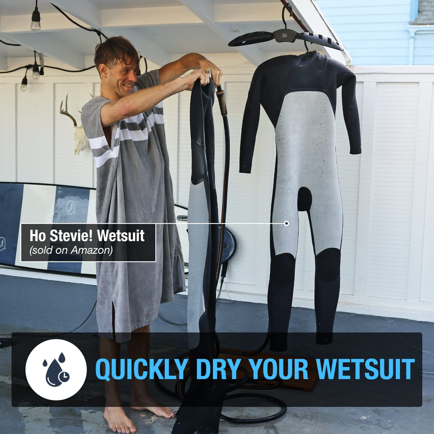 Ho Stevie! Wetsuit Hanger - Wet Suit Dries Faster, No Shoulder Stretching - Vented Shoulder Support Hanger for All Wetsuits