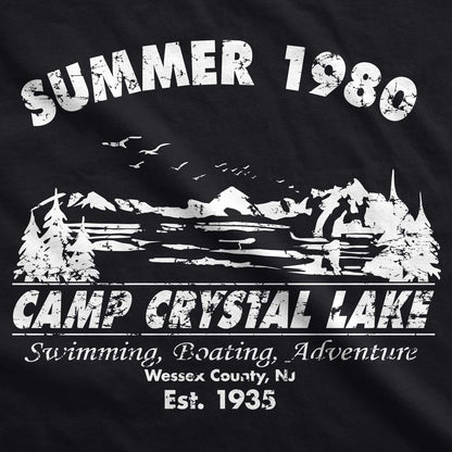Crazy Dog Men's T Shirt Camp Crystal Lake 1980 Spooky Halloween Horror Movie Slasher Jason Shirt Flick Film Buff 80's Movie Graphic Novelty Tee (Heather Black) - L