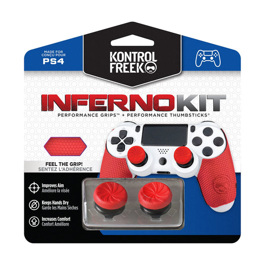 KontrolFreek FPS Freek Inferno Performance Kit for PlayStation 4 Controller (PS4) | Includes Performance Thumbsticks and Performance Grips | Red
