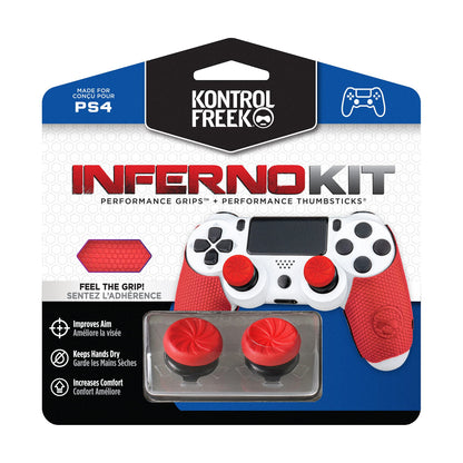KontrolFreek FPS Freek Inferno Performance Kit for PlayStation 4 Controller (PS4) | Includes Performance Thumbsticks and Performance Grips | Red
