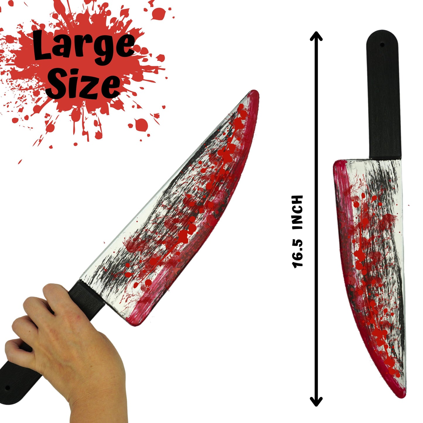 4E's Novelty 16 Inch Large Fake Knife Prop, Plastic Halloween Prop Knife Toy for Costume Accessories Such As Scary Clown, for Kids & Adults