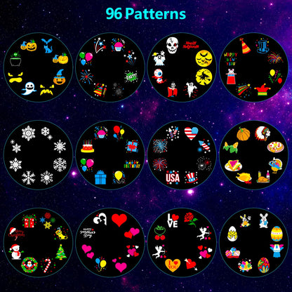 Halloween Decorations,MOSSNDAR 96 HD Patterns Halloween Christmas Projector Light Outdoor,Holiday Projector Light with RF Remote,Waterproof Landscape Lamp Projector for Garden Party,Xmas New Year Gift