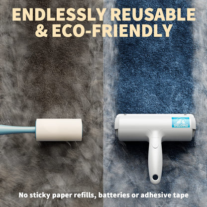 DELOMO Pet Hair Removal Tool: Pet Hair Remover with Fur Bin - Reusable Lint Roller for Pet Hair - Cat and Dog Hair Remover for Couch, Furniture, Carpet, Clothes, Car Seat - Essential for Pet Owners