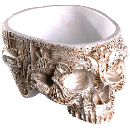 IBWell Modern Large Funny Resin Skull Shaped Head Design Flower Pot Planter Container, Decoration Flowerpot Props Home Office Desk Decor (Mediterranean)