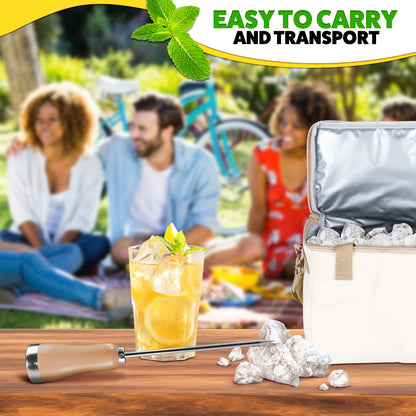 Ice Pick Tool with Stainless Steel Needle & Wooden Handle – Ice Picks for Breaking Ice In Freezer with Ergonomic Handle for Secure Grip – Designs for Kitchens, Bars & Camping Easy Breaking