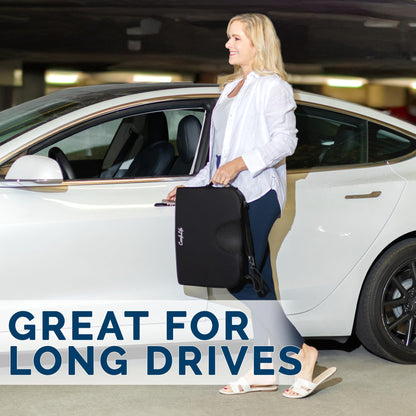 ComfiLife Car Seat Cushion–Premium Wedge 100% Polyurethane Foam Car Cushions for Driving–Auto Seat Cushion–Back & Sciatica Pain Relief for Long Drives–Comfort for Car Driver,Office, Truck Seat (Black)