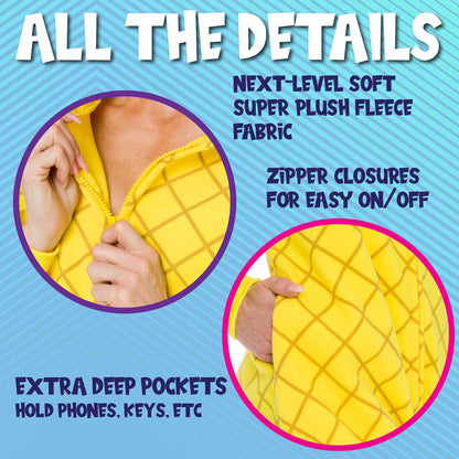 Funziez! Slim Pineapple and Avocado Adult Onesie - Food Halloween Costume - One Piece Cosplay Suit for Adults, Women and Men