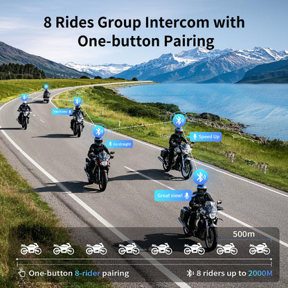 Fodsports Motorcycle Bluetooth Intercom with Music Sharing, M1S Pro 2000m 8 Riders Group Helmet Communication System Headset Universal Interphone (Waterproof/Handsfree/Stereo Music/GPS/2 Pack)