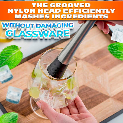 8 Inches Drink Muddler for Cocktails – Stainless Steel Muddler Tool with Textured Head, Lightweight Build – Fruit Smasher for Drinks, Mojitos, Avocado, Herbs, Spices & Ice Crushing Bar Tool for Mixing