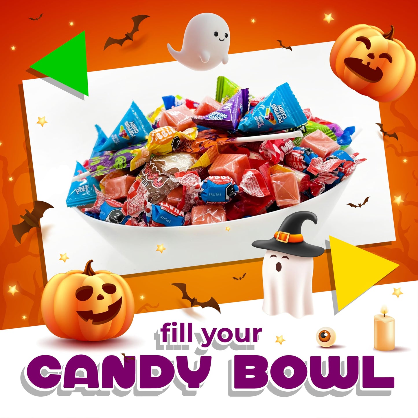 Halloween Candy Variety Pack | 10 Pound Box | Bulk Candy for Classroom | Party Mix Individually Wrapped | Popping Rocks, Lollipops, Gum, Caramels, Taffies | Assorted Pinata Fillers