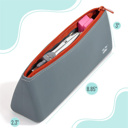 Mr. Pen- Silicone Pencil Case Pouch, Slate Blue, Aesthetic Triangular Design, Multipurpose, Aesthetic Pencil Case Small, Silicone Makeup Bag