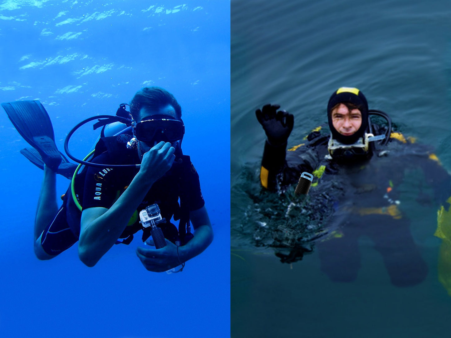 Floating Hand Grip Waterproof Monopod for GoPro Hero 13 12 11 10 9 8 7 6 5 4 3+ 2 1 Session Black Silver Handler & Handle Mount Accessories Kit for Water Sport and Action Cameras (Blue)