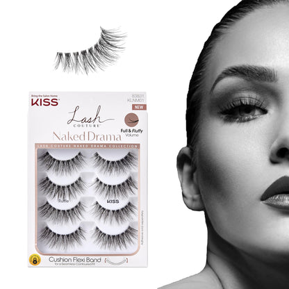 KISS Lash Couture Naked Drama False Eyelashes, 'Cruise', 16 mm, Includes 4 Pairs Of Lashes, Contact Lens Friendly, Easy to Apply, Reusable Strip Lashes