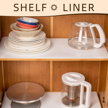 Shelf Liner for Kitchen Cabinets White- Food Safe, Non-Adhesive, and Waterproof - Easy to Clean and Reusable - Perfect for Shelves,Fridge,Drawers,Cupboard and Pantry Cabinets 12'' X 120 Inch