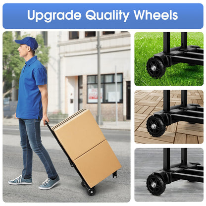 KEDSUM Folding Hand Truck, 290 lbs, 4 Wheels Solid Construction Heavy Duty Utility Cart, Portable Fold Up Dolly, Compact and Lightweight for Luggage, Personal, Travel, Moving and Office Use