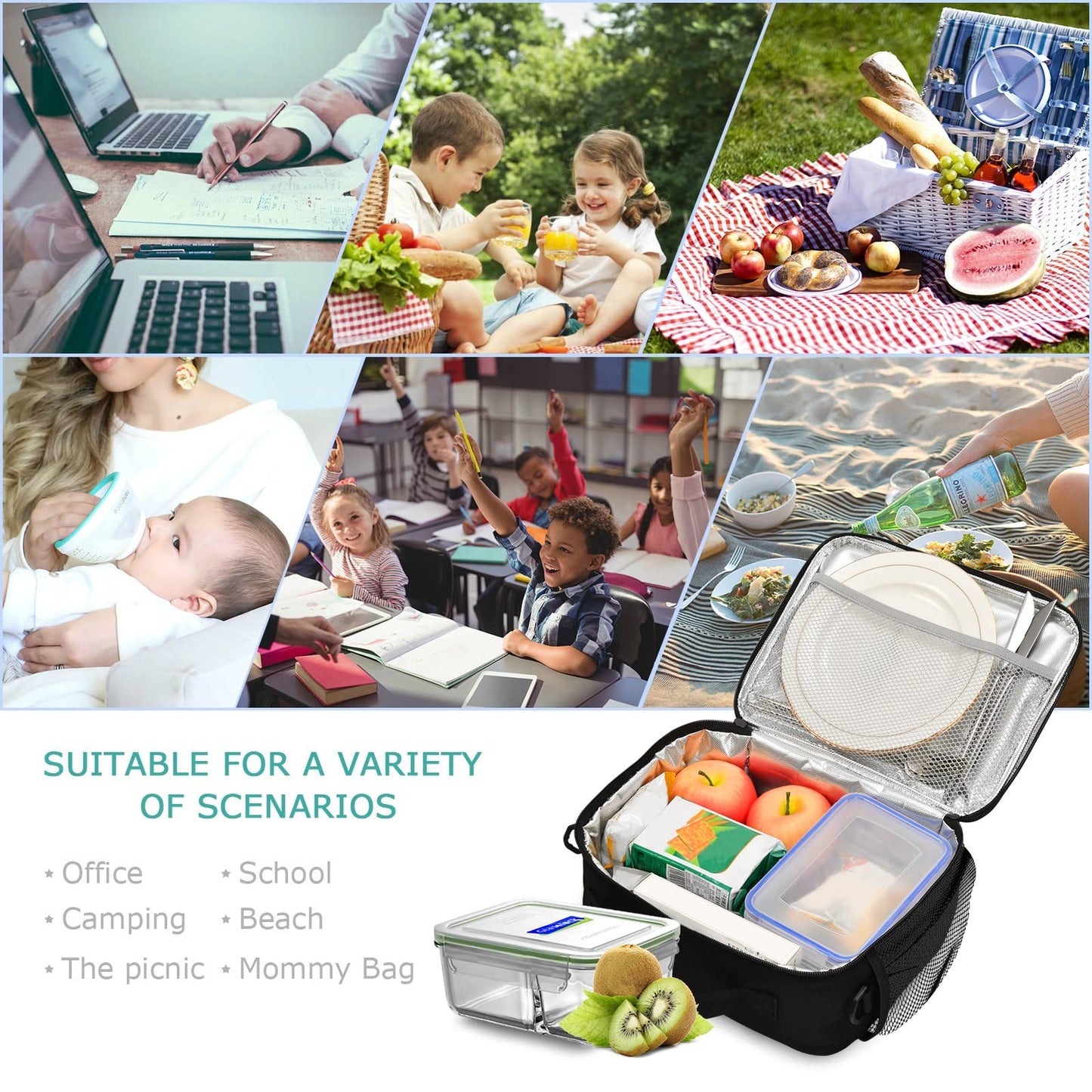 Glaphy Cobweb Lunch Bag Insulated Black Spiders Web Lunch Box Cooler Cooling Tote Food Container for Men Women Kids Adults