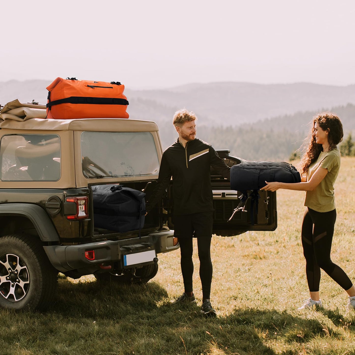 Haimont 60L Waterproof Duffel Bag Backpack Outdoor Heavy Duty Duffle Bag with Backpack Straps for Camping Travel Kayaking for Men Women, Orange