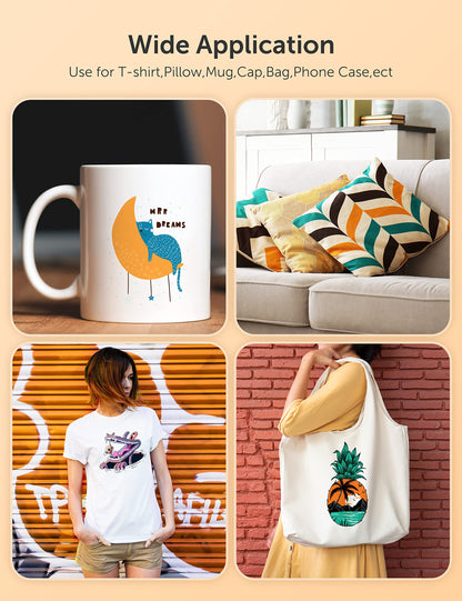 Hiipoo Sublimation Ink Set with 110 Sheet Sublimation Paper 8.5x11” 120G, 2 Pack Teflon Sheet, Heat Tape Compatible for Inkjet Printer ET-2720 ET-2760 ET-2800 ET-2803 ET-2400 ET-4700 ET-4800 ET-15000