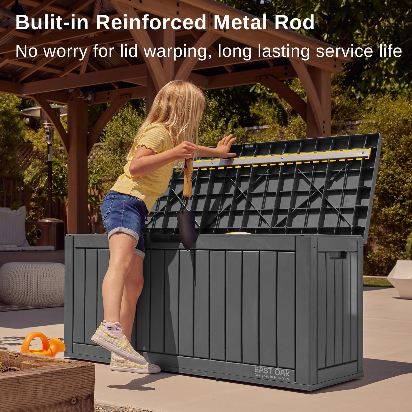 EAST OAK Outdoor Storage Box, 60 Gallon Deck Box Indoor and Outdoor Use, Black