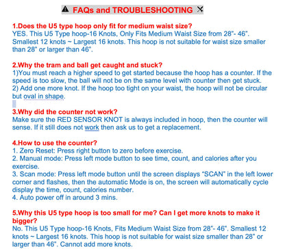 Leann L!fe U5-16 Knots with Counter, U5 Silent Smart Weighted Hula Hoop for Adults Weight Loss Infinity Hoop Plus Size, Home Outdoors Fitness Exercise, Abdominal Toner, (Pink-Waist 28"~46")