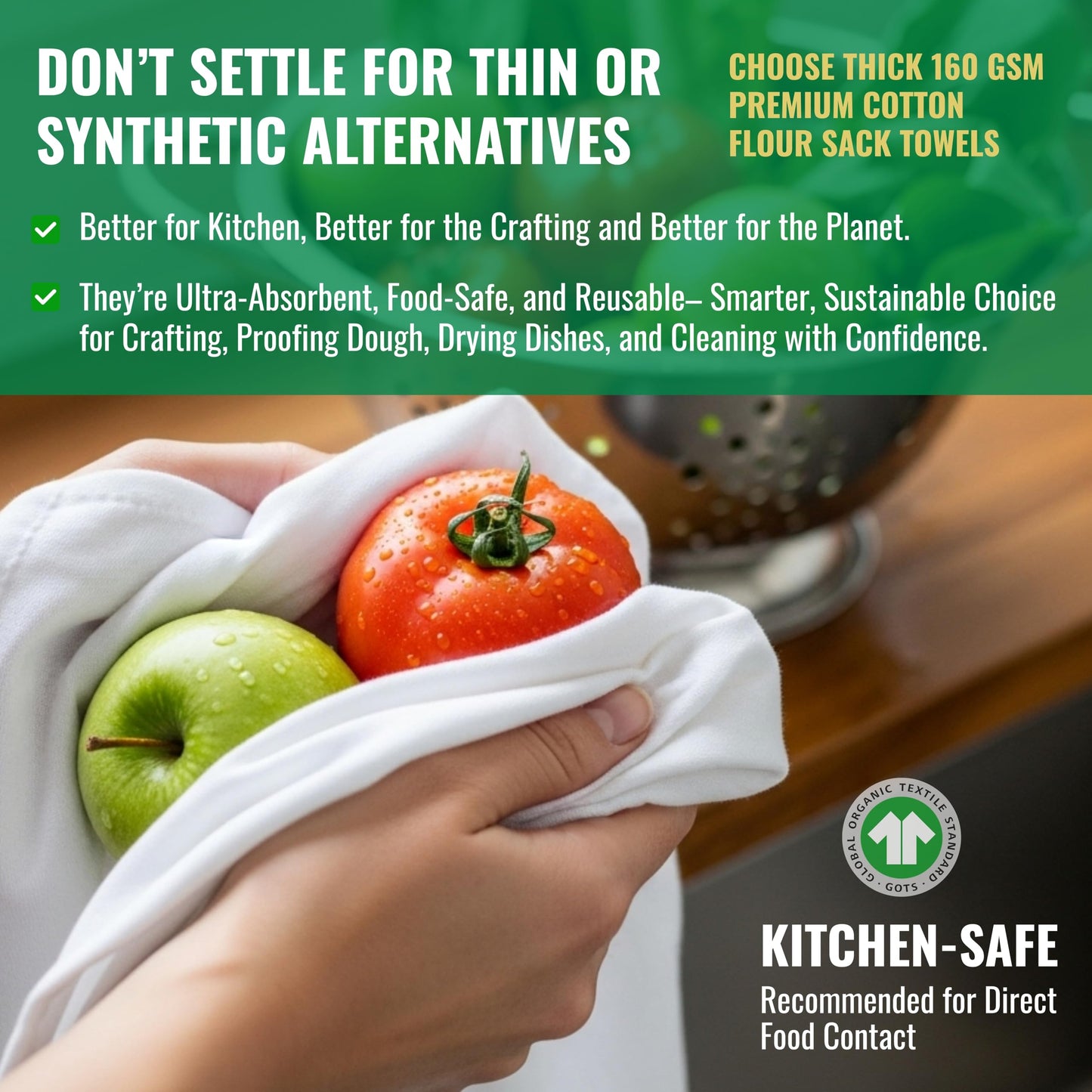 Flour Sack Towels| Tea Towel for Crafts| Kitchen Dish Cotton Blank Towel for Embroidery|Baking Bread Proofing Linen Cover| Thick Absorbent Quick Dry| 12 Pack 18"x28" White