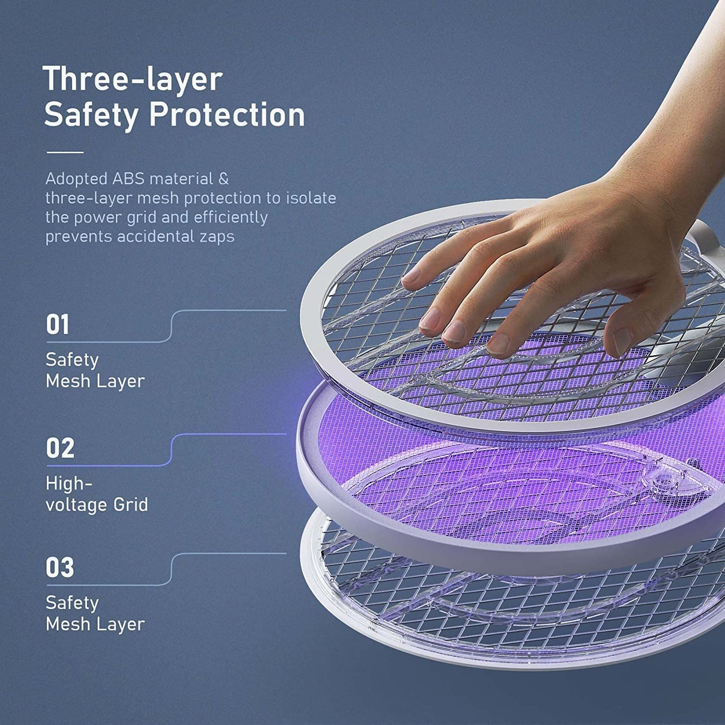 Electric Fly Swatter Racket, Mosiller 2 in 1 Smart Bug Zapper with USB Rechargeable Base, Powerful Mosquitoes Trap Lamp & Fly Killer with 3-Layer Safety Mesh for Home, Bedroom, Kitchen, Patio（1 Pack）