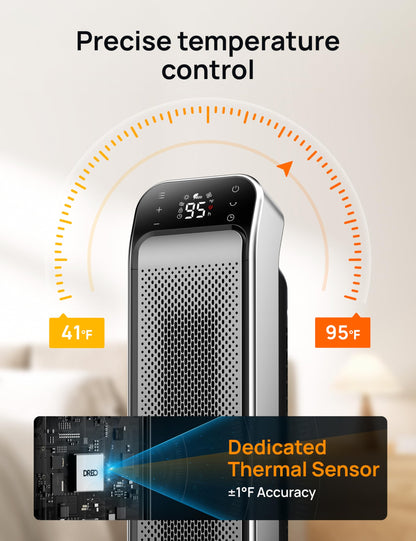 Dreo Space Heater Indoor, 25" 11.5ft/s Fast Portable Room Heater with Remote and Thermostat, 3 Modes, Overheating & Tip-Over Protection, Electric Heaters for Indoor Use Large Room, Bedroom, Silver