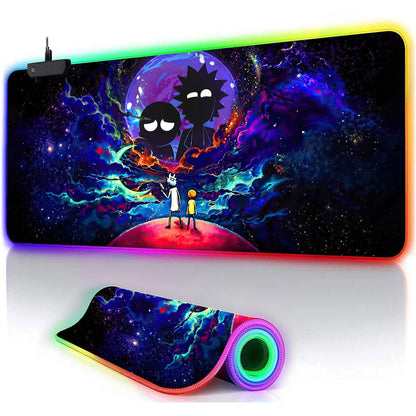 Large RGB Gaming Mouse Pad Anime Night Sky Space Stars Desk Pad,Mousepad Non-Slip Rubber Base with 12 Lighting Modes,Desk Accessories,Office Decor,Computer Keyboard Mat Soft Mouse Mat 31.5X15.7 inches