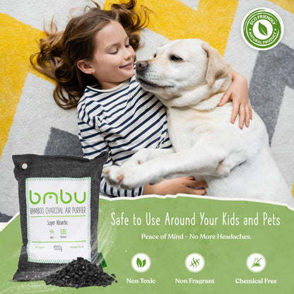 1000g Large Bamboo Charcoal Air Purifier Bag - Car Deodorizer Freshener - Remove Odor and Control Moisture in Your RV, Camper, SUV, Truck, Closet, Mobile Home, Storage - Non fragrant 1kg