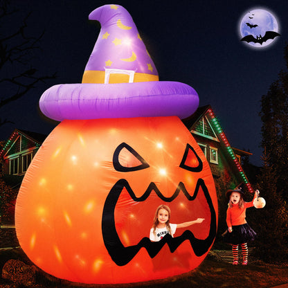 New 10FT Giant Halloween Inflatables Large Pumpkin with Interior Space for Play Blowup Yard Decor with LED Lights Lighted Lawn Outdoor Game Holiday Decorations