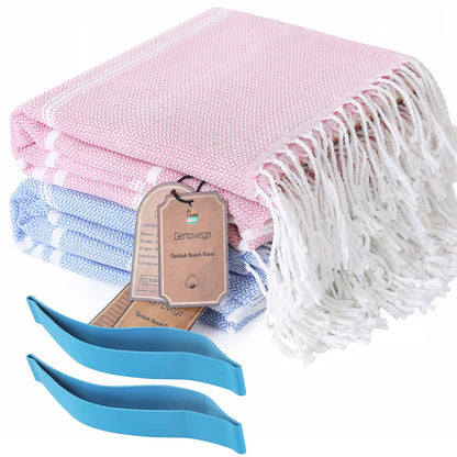 2 Packs Turkish Beach Pool Towels Sandproof Thin Lightweight Fast Drying Compact XL Large Big Wide Long Lounge Chair Cover Sandless Camping Blanket Gear Stuff Necessities Toallas de Playa Women Gifts