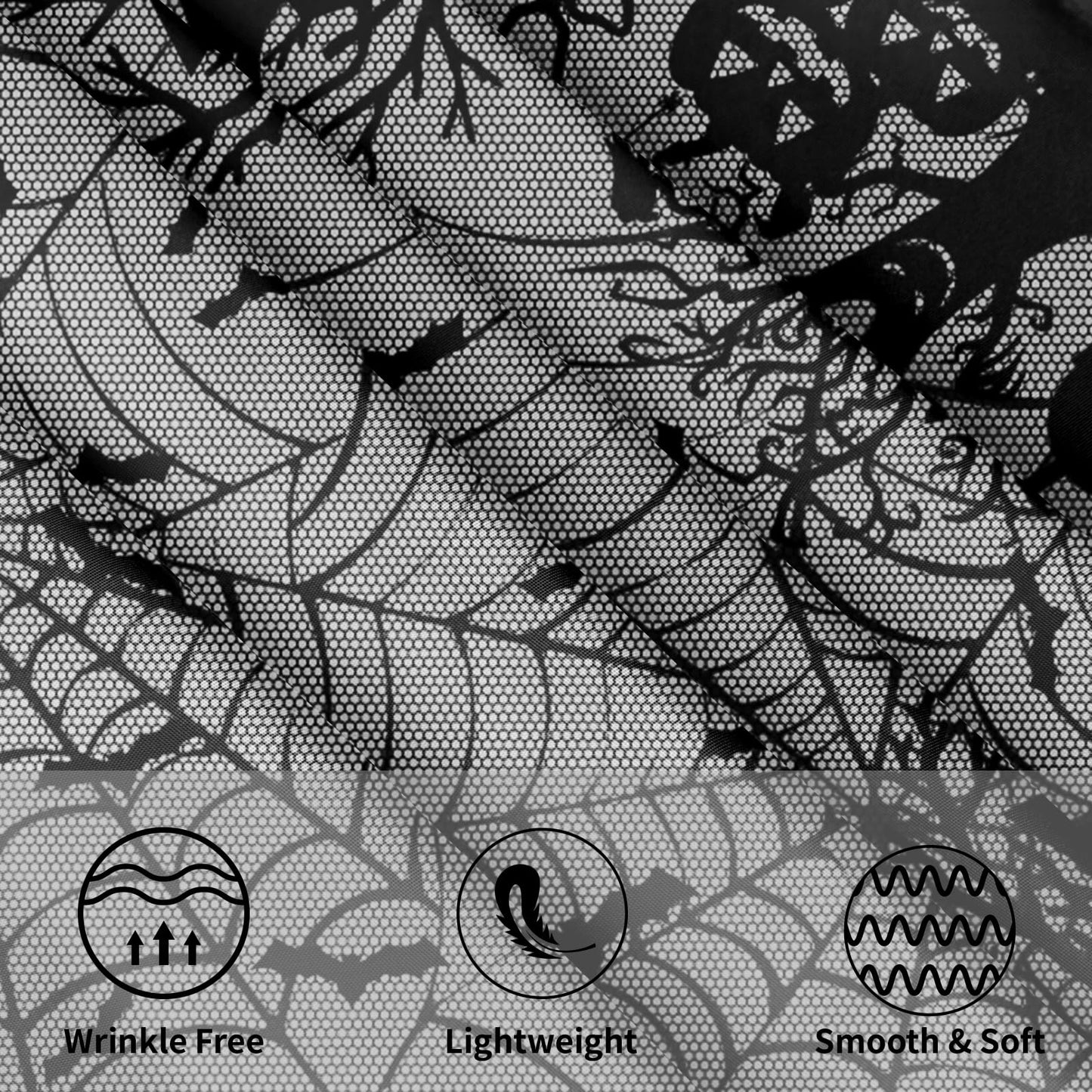 Kawani Halloween Round Tablecloth 60 Inch Spooky Pumpkins Castle Bats Spider Web Table Cloth Black Gray Halloween Holiday Polyester Table Cover for Kitchen Dining Room Indoor Outdoor Home Decor