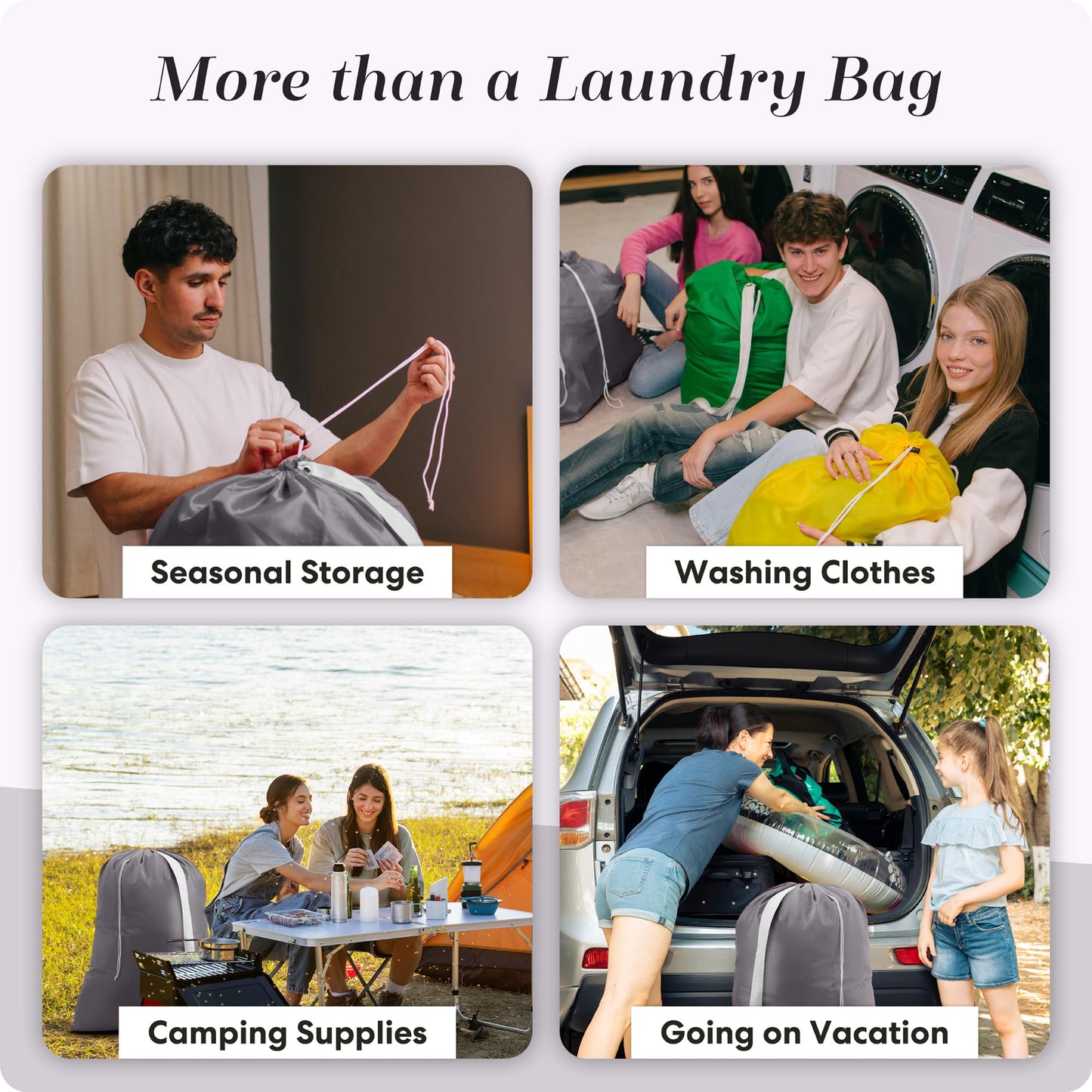 Handy Laundry Shoulder Strap Bag - Drawstring Locking Closure, Durable Nylon Material, Large Capacity, Heavy Duty Stitching, Perfect for Laundromat or College Dorm (Grey | 30" x 40")