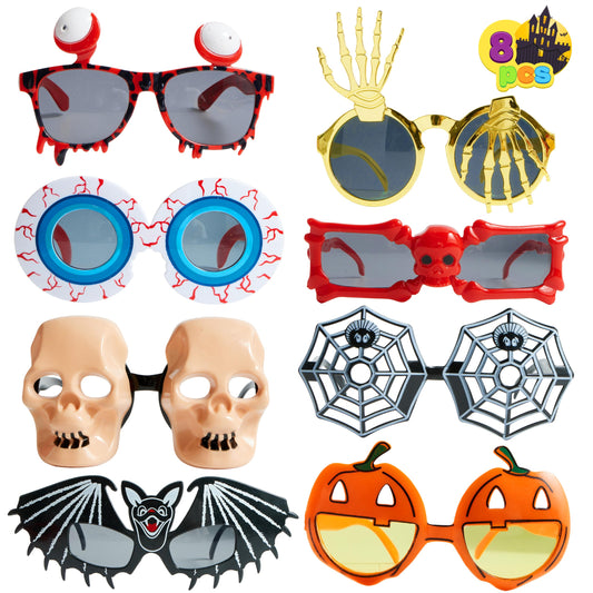 JOYIN 8 PCS Halloween Party Glasses for Kids, Funny Fake Sunglasses with Pumpkin Eyeball Design, One Size Terrifier Disguise Eyeglasses for Dress up Costume Accessories, Photo Booth Props Sunglasses