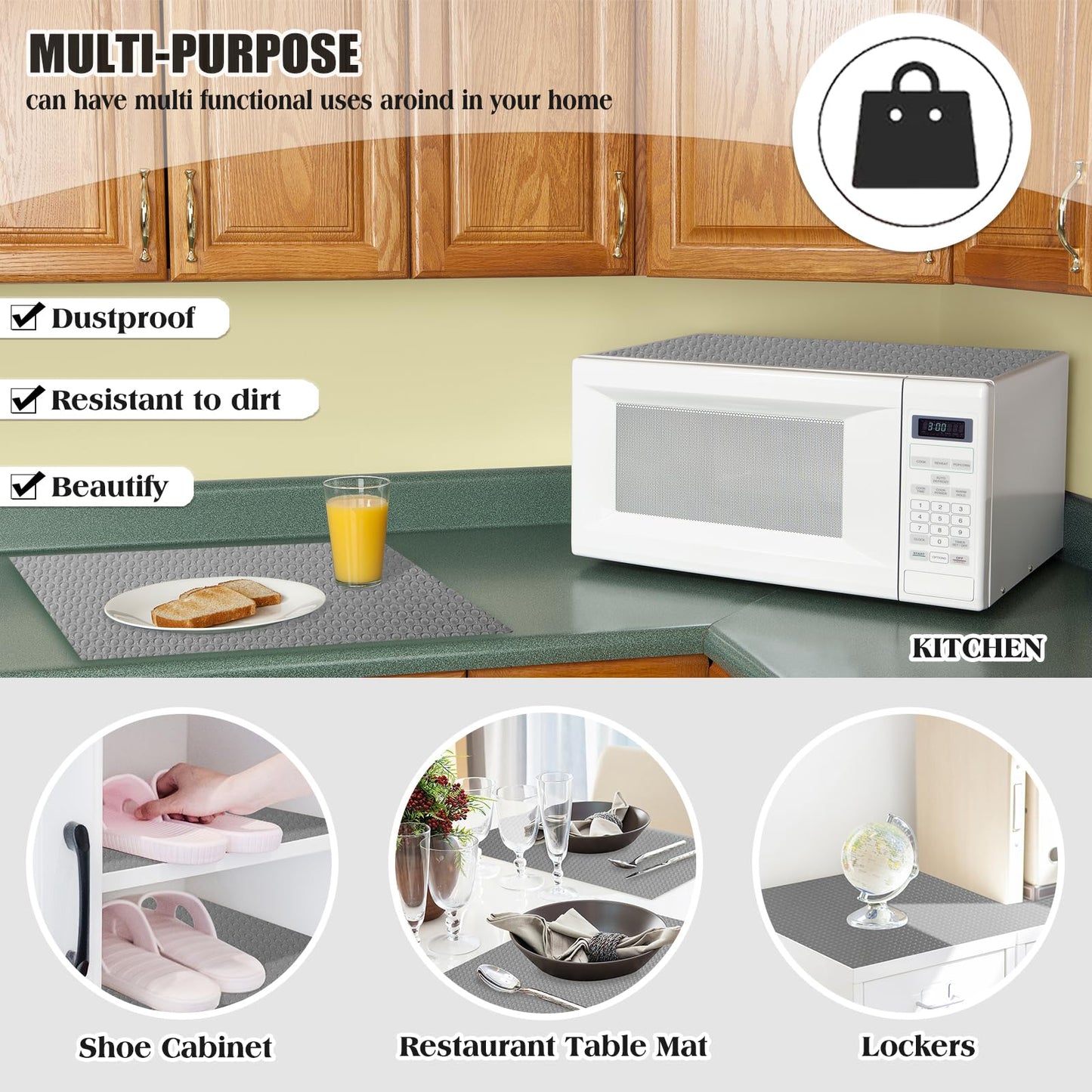 Daixers 10Pcs Refrigerator Liners, Washable Fridge Liner Shelf Mats Refrigerator Pads for Cupboard Cabinet Drawer Home Kitchen Accessories Organization (Grey)