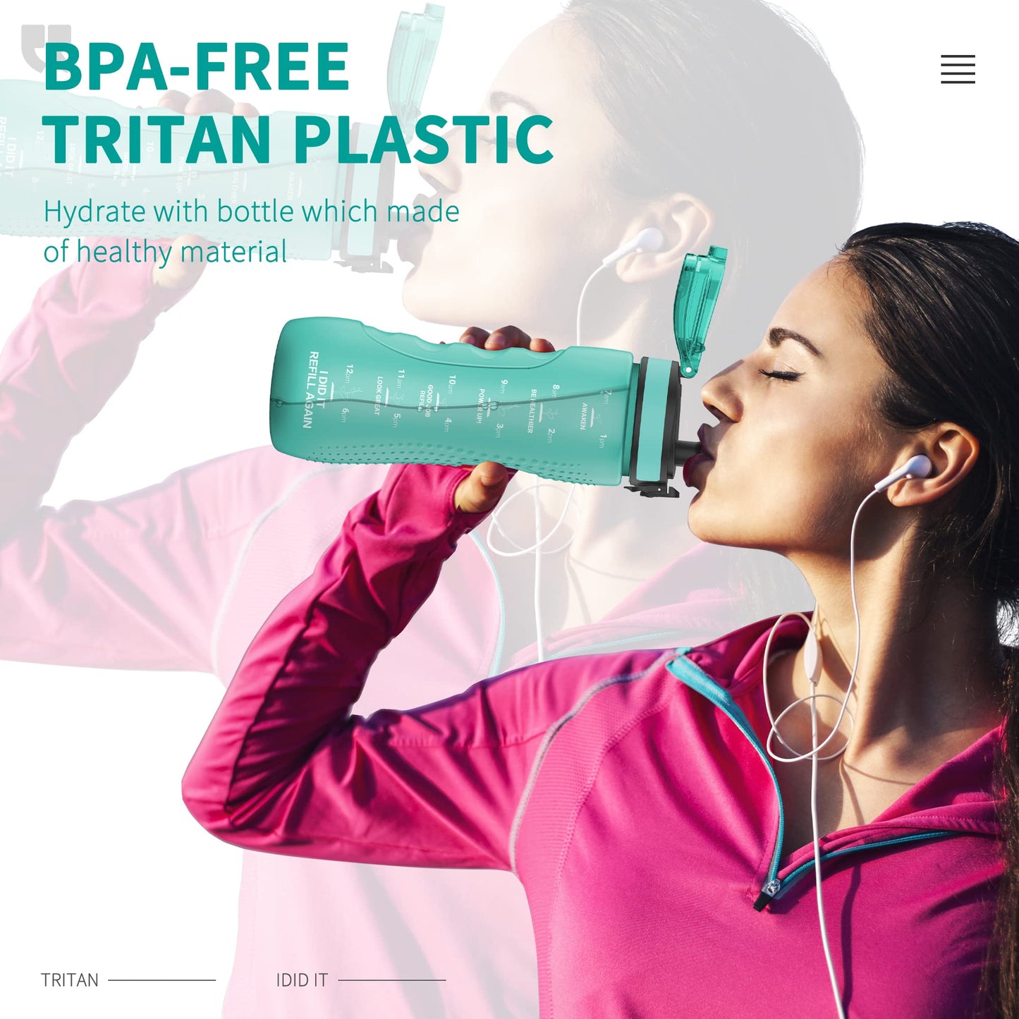 KITART 25oz Kids Sports Water Bottles for School with Spout Lid (Green)