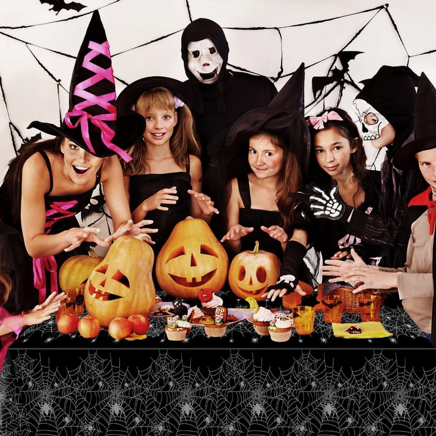 Halloween Tablecloth,2 Pack Disposable Plastic Tablecloth 54"x108" Halloween Decorations,Black Table Cloth for Birthday Decors,Spider Web Table Cover,Party Supplies for Indoor or Outside,Home,Dinner