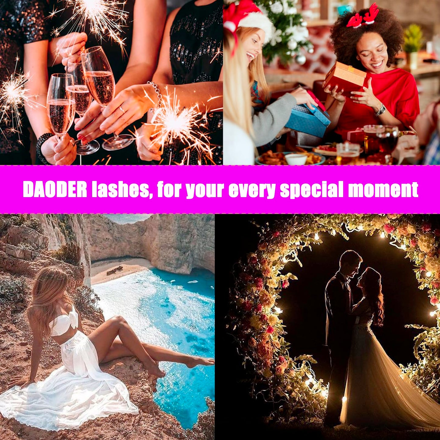 DAODER False Eyelashes 25MM Mink Lashes Dramatic Look Fluffy Long Fake Eyelashes Wispy 25mm False Lashes Strip 10 Variety Pairs Mixed for Halloween Bold Makeup