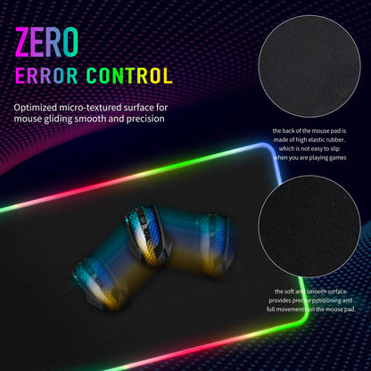 Large RGB Gaming Mouse Pad -15 Light Modes Touch Control Extended Soft Computer Keyboard Mat Non-Slip Rubber Base for Gamer Esports Pros 31.5X11.8