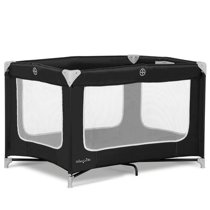 Dream On Me Zodiak Portable Playard in Black, Lightweight, Packable and Easy Setup Baby Playard, Breathable Mesh Sides and Soft Fabric - Comes with a Removable Padded Mat